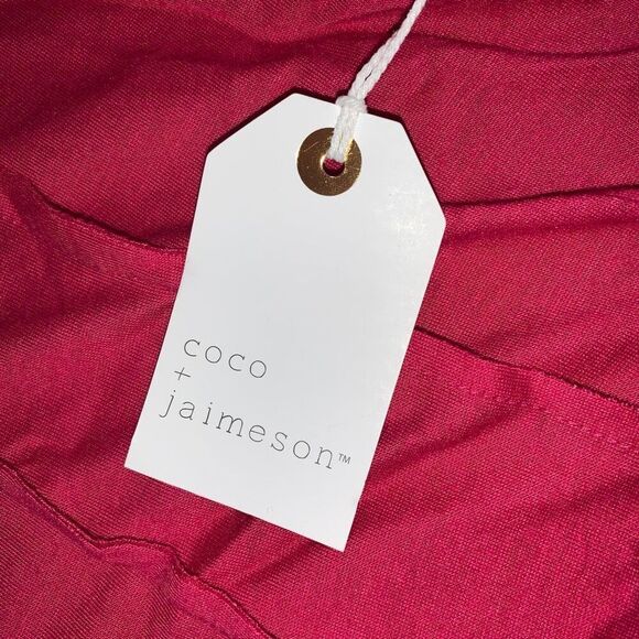 Coco + Jaimeson Womens Large Pullover Crop Top Pink Ruffle Puff Short Sleeves NW - Picture 4 of 8